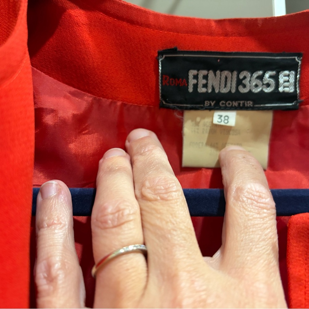 Vintage Fendi Red Cropped Open-Front Jacket - Picture 3 of 5